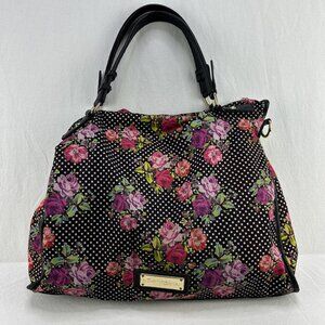 Betsy Johnson polka dot floral rose print shoulder bag purse